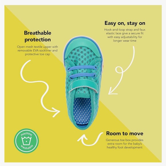 See Kai Run Saylor Sneaker Toddler Size 6 | Breathable Mesh Velcro Shoes - Picture 6 of 9